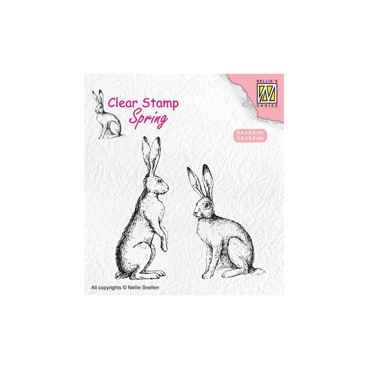 (SPCS014)Nellie`s Choice Clearstamp - Spring- Two hares
