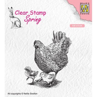 (SPCS015)Nellie`s Choice Clearstamp - Spring- Mother hen with her chicks