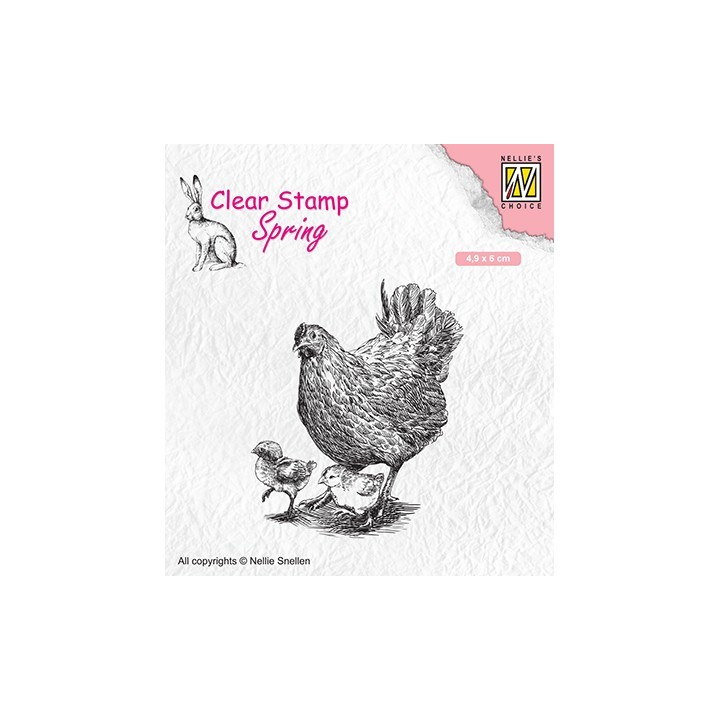 (SPCS015)Nellie`s Choice Clearstamp - Spring- Mother hen with her chicks