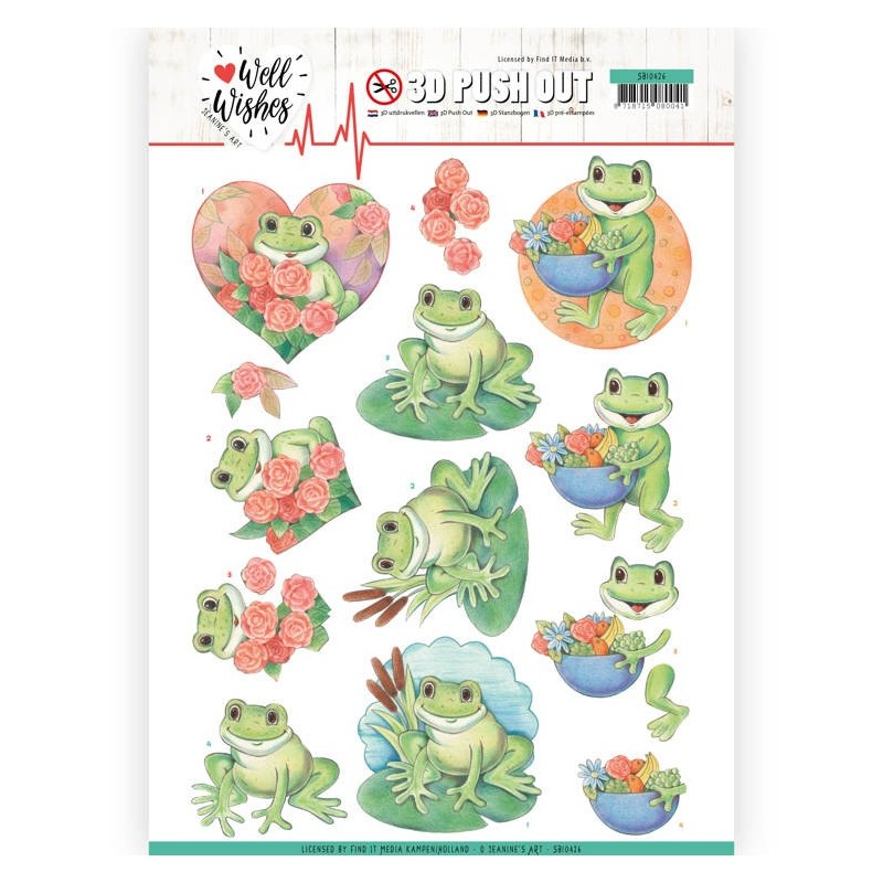 (SB10426)3D Pushout - Jeanine's Art - Well Wishes - Frogs
