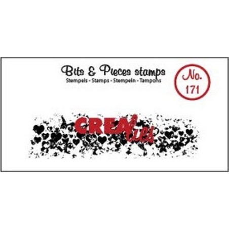 (CLBP171)Crealies Clearstamp Bits & Pieces Grunge Hearts (strip)
