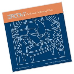 (GRO-AN-41491-01)Groovi® Baby plate A6 CATS ON A CLUB CHAIR