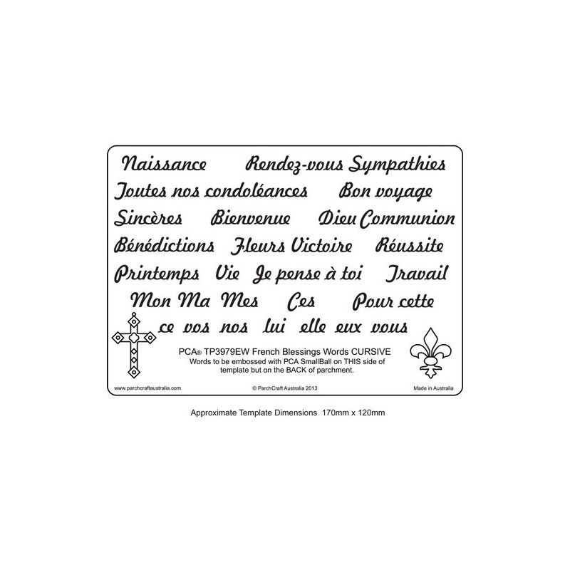 (PCATP3979EW)EMBOSSING French Blessing Words CURSIVE