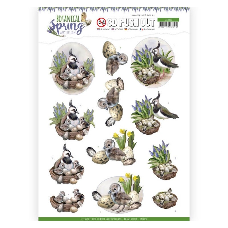 (SB10436)3D Pushout - Amy Design - Botanical Spring - Lapwing