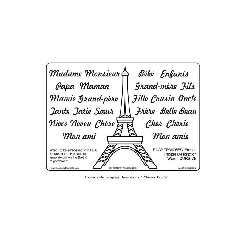 (PCA-TP3976EW)EMBOSSING French People Descriptive Words CURSIVE