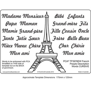 (PCA-TP3976EW)EMBOSSING French People Descriptive Words CURSIVE