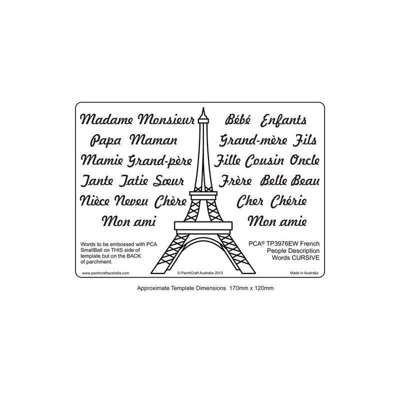 (PCATP3976EW)EMBOSSING French People Descriptive Words CURSIVE
