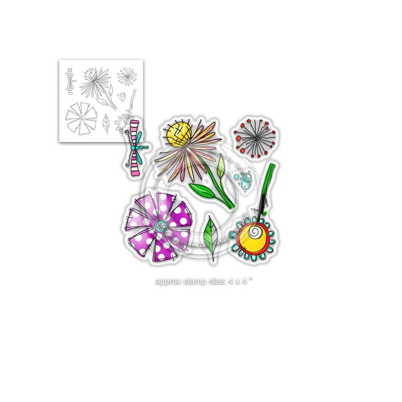 (PD8001)Polkadoodles Adorable Florable Clear Stamps