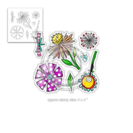 (PD8001)Polkadoodles Adorable Florable Clear Stamps