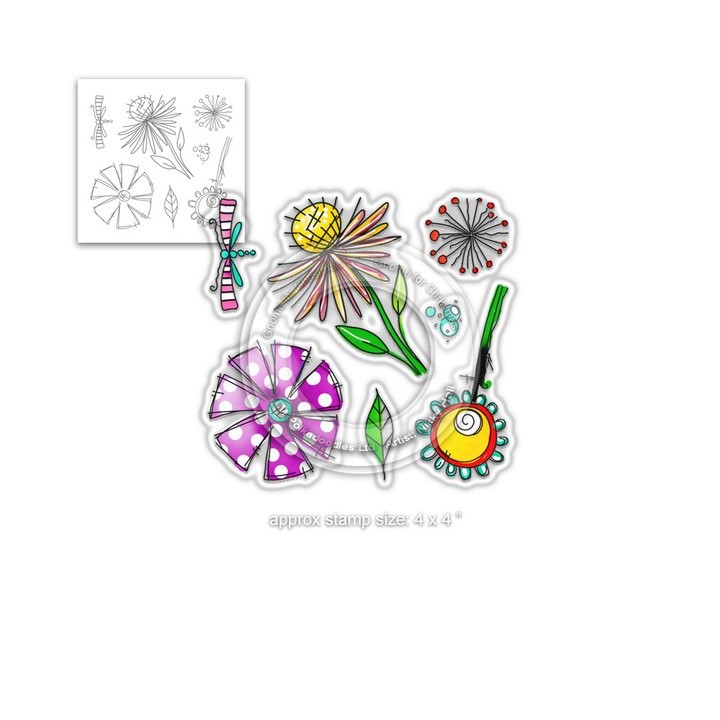 (PD8001)Polkadoodles Adorable Florable Clear Stamps