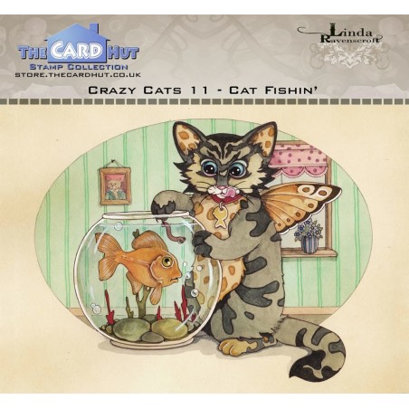 (LRCC011)The Card Hut Crazy Cats Cat Fishin' Clear Stamps