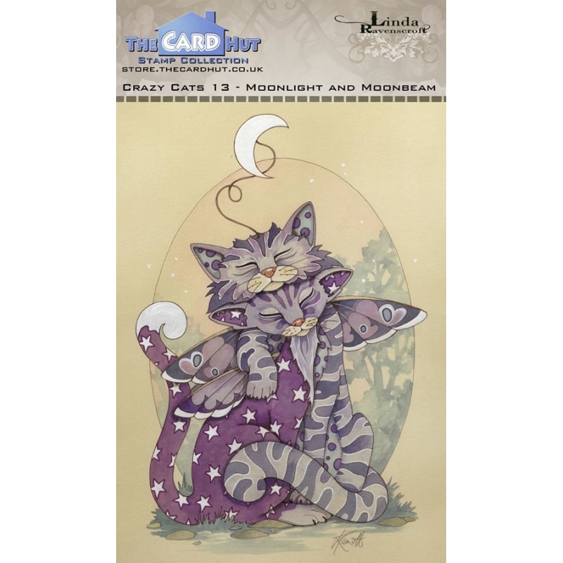 (LRCC013)The Card Hut Crazy Cats Moonlight & Moonbeam Clear Stamps