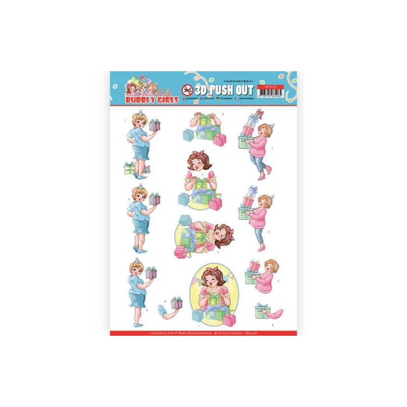 (SB10438)3D Pushout - Yvonne Creations - Bubbly Girls - Party - Decorating