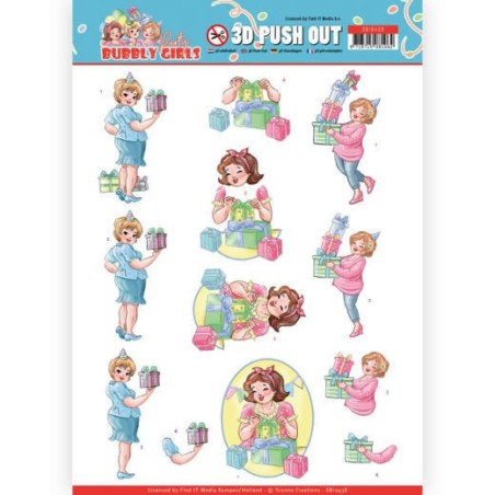 (SB10438)3D Pushout - Yvonne Creations - Bubbly Girls - Party - Decorating