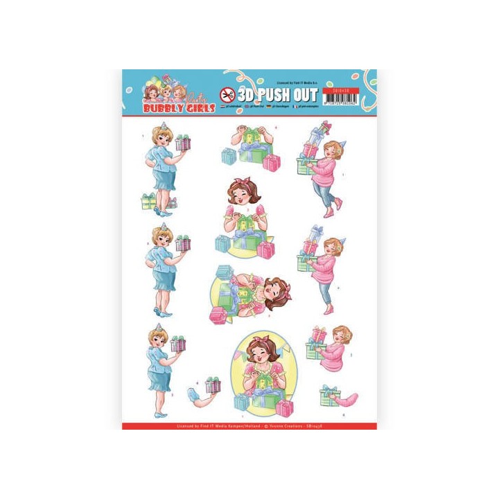 (SB10438)3D Pushout - Yvonne Creations - Bubbly Girls - Party - Decorating