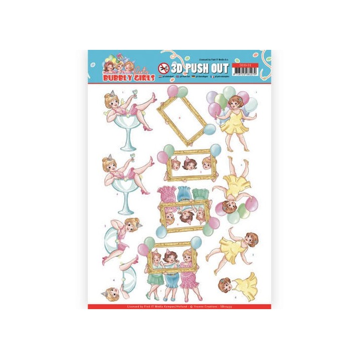 (SB10439)3D Pushout - Yvonne Creations - Bubbly Girls - Party - Let's have fun