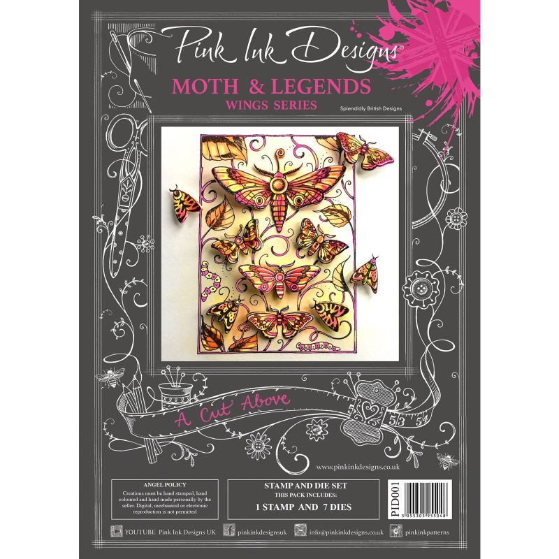 (PID001)Pink Ink Designs Clear stamp & dies moth & legends