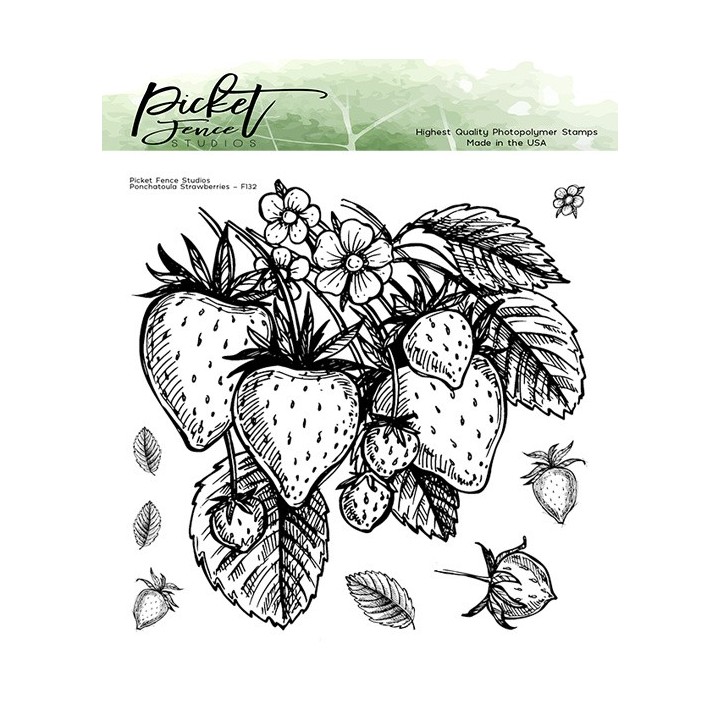 (F-132)Picket Fence Studios Ponchatoula Strawberries Clear Stamps