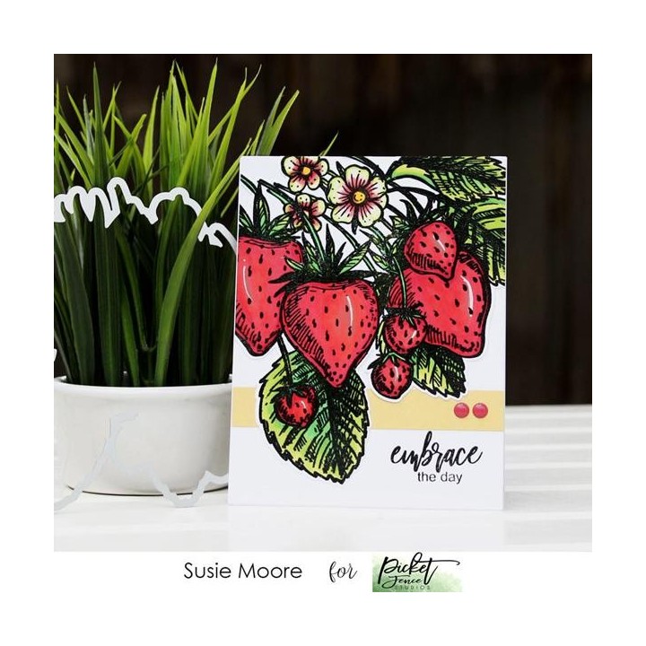 (F-132)Picket Fence Studios Ponchatoula Strawberries Clear Stamps