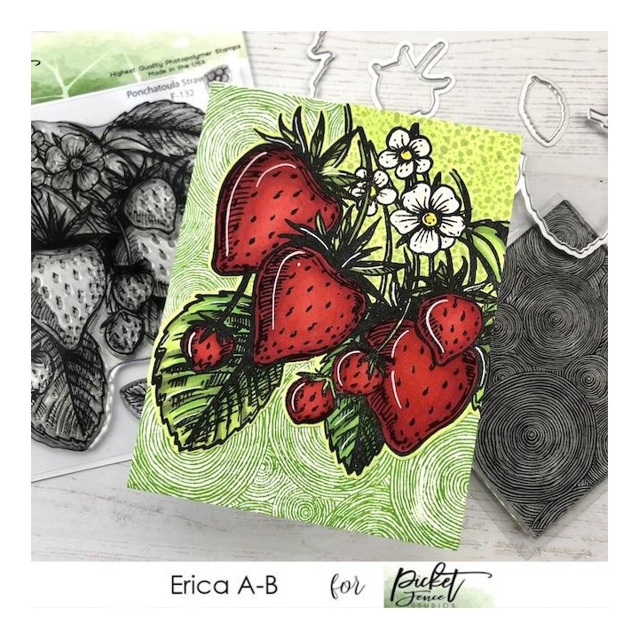 (F-132)Picket Fence Studios Ponchatoula Strawberries Clear Stamps