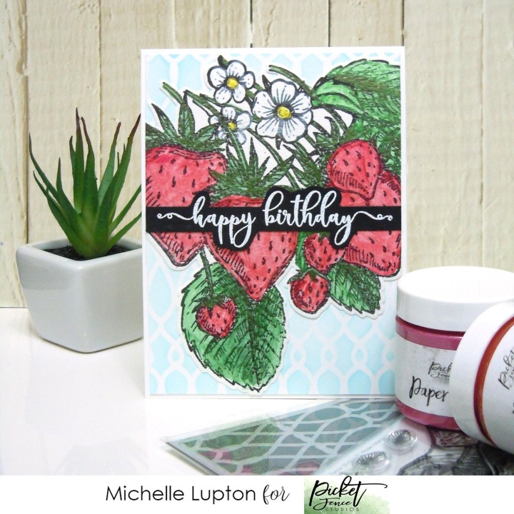 (F-132)Picket Fence Studios Ponchatoula Strawberries Clear Stamps