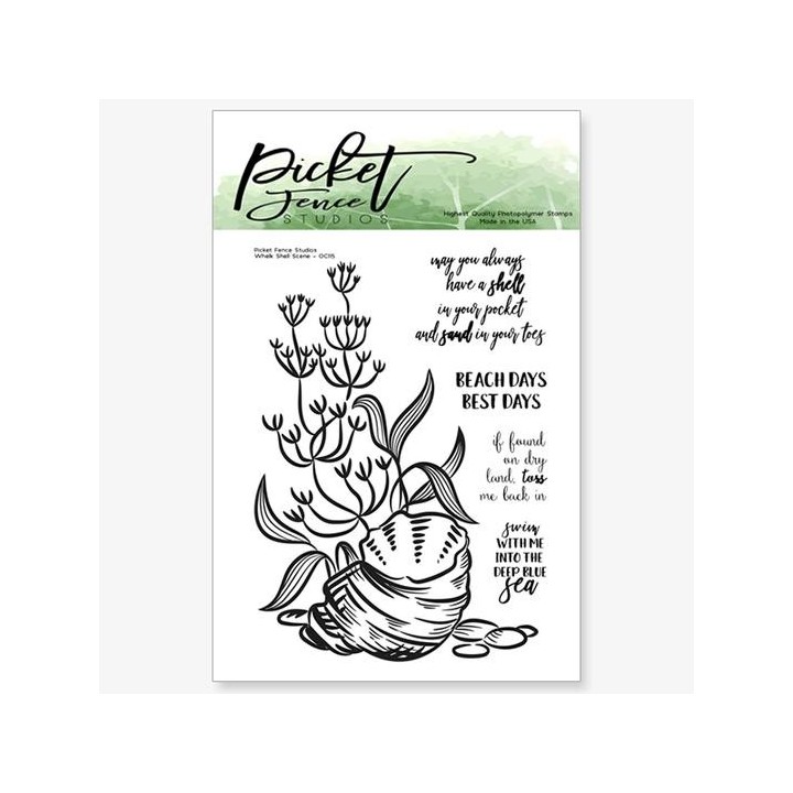 (OC-115)Picket Fence Studios Whelk Shell Scene Clear Stamps