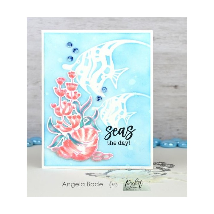 (OC-115)Picket Fence Studios Whelk Shell Scene Clear Stamps