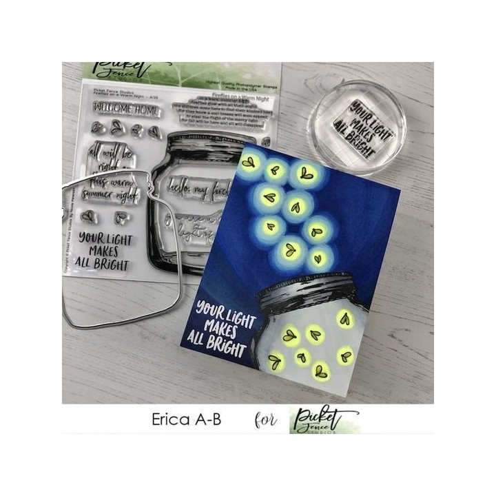 (A-139)Picket Fence Studios Fireflies on a Warm Night Clear Stamps
