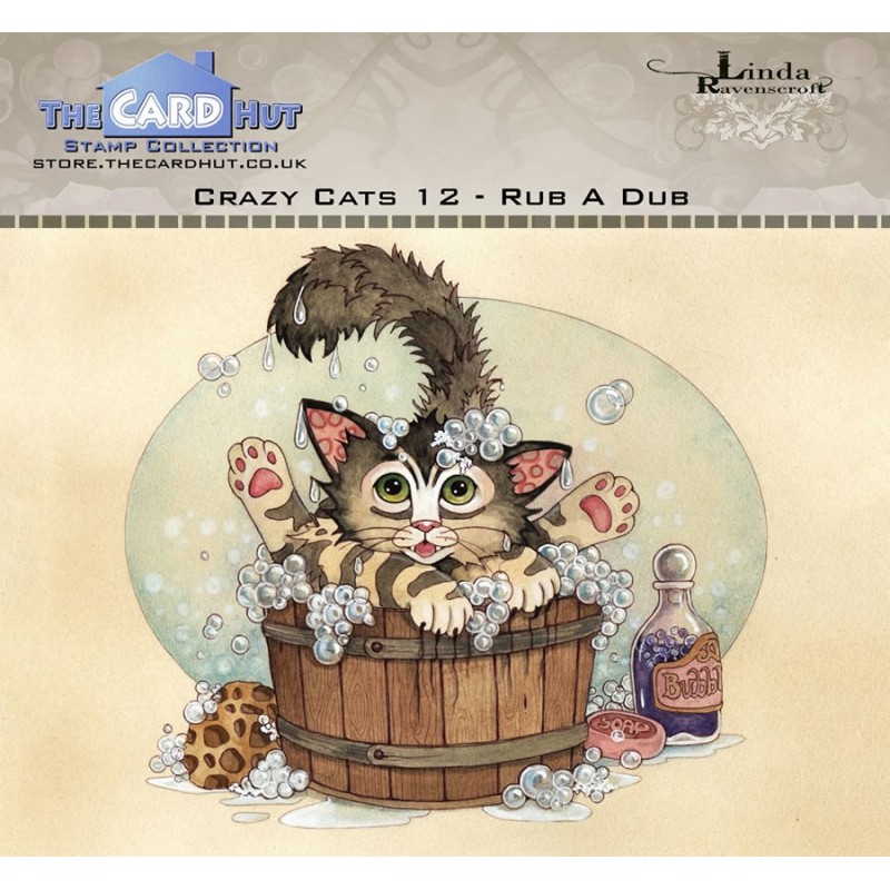 (LRCC012)The Card Hut Crazy Cats Rub A Dub Clear Stamps