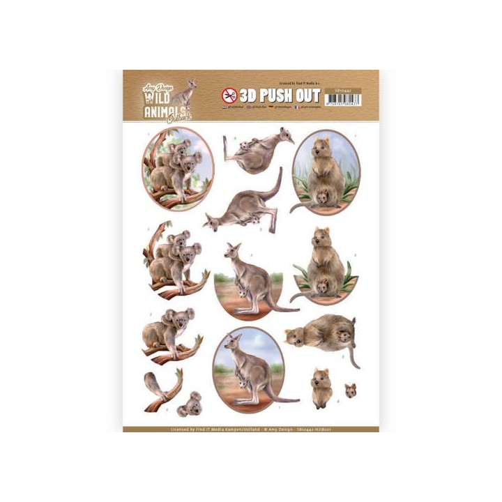 (SB10442)3D Pushout - Amy Design - Wild Animals Outback - Kangaroo
