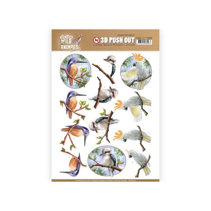 (SB10445)3D Pushout - Amy Design - Wild Animals Outback - Parrot