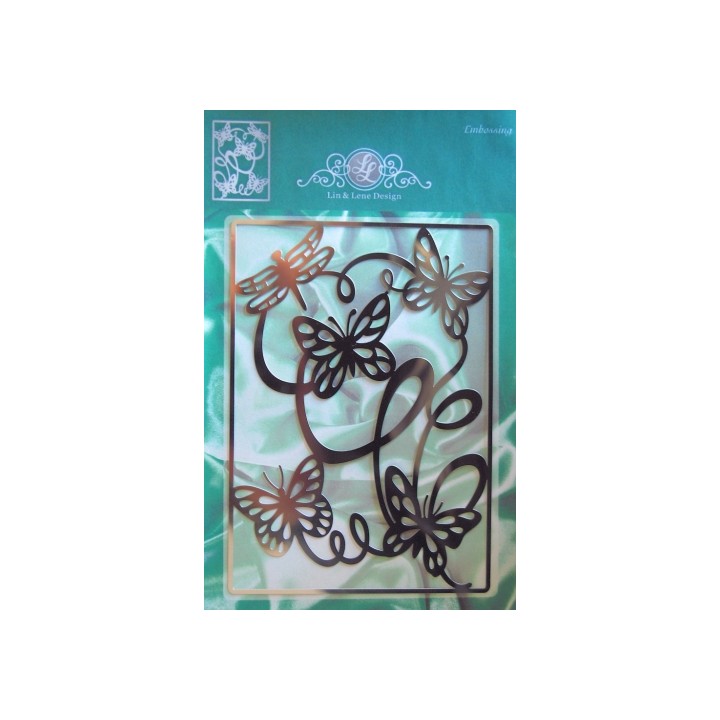 (1201/0073)Lin & Lene pochoir fond papillon