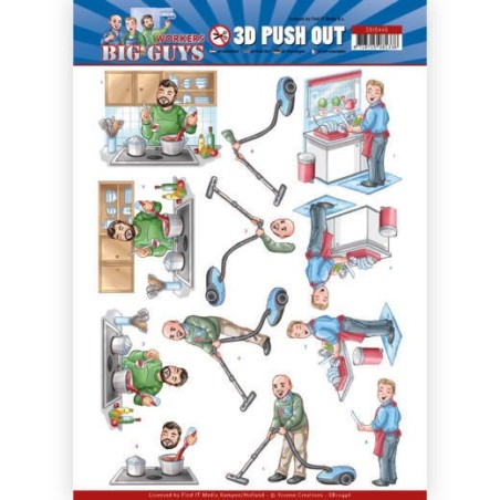 (SB10446)3D Push Out - Yvonne Creations - Big Guys - Workers - Big Cleaning