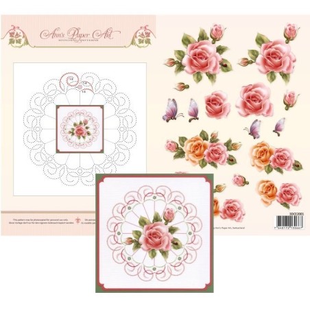 (3DCE2001)3D Card Embroidery Sheet 1 Rose Glow