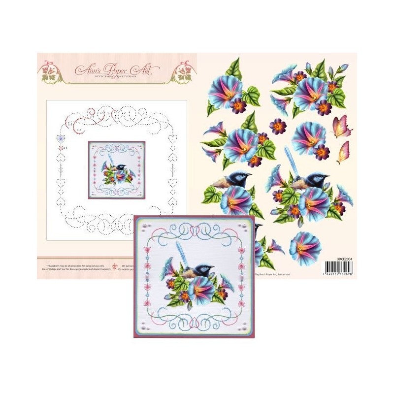 (3DCE2004)3D Card Embroidery Sheet 4 Morning Glory