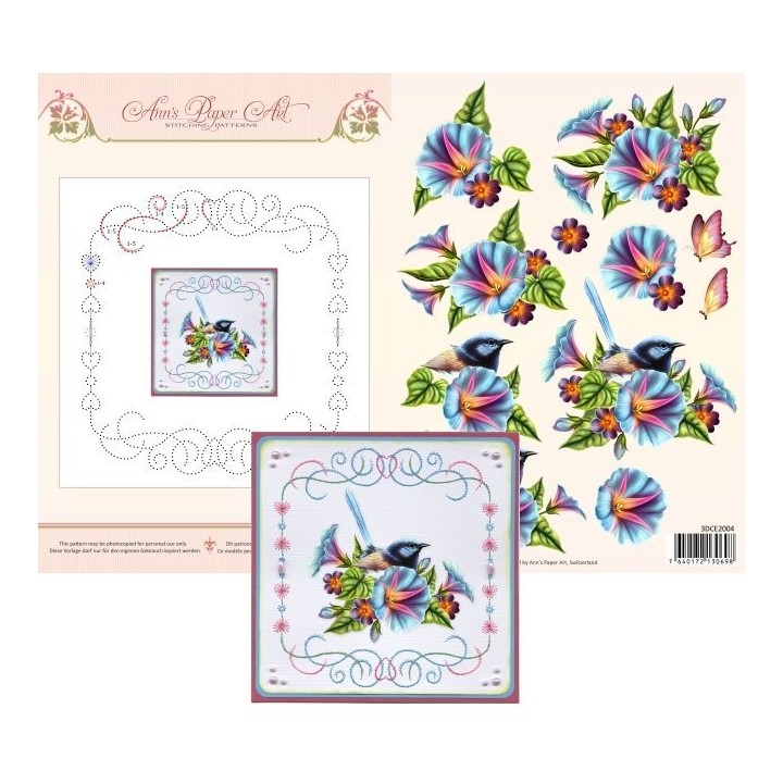 (3DCE2004)3D Card Embroidery Sheet 4 Morning Glory