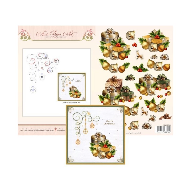 (3DCE2006)3D Card Embroidery Sheet 6 Christmas Gifts