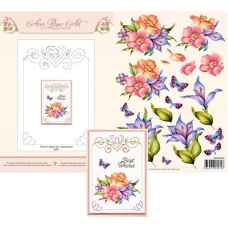 (3DCE2014)3D Card Embroidery Sheet 14 Blue Lily