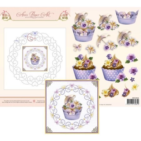 (3DCE2016)3D Card Embroidery Sheet 16 Cupcakes