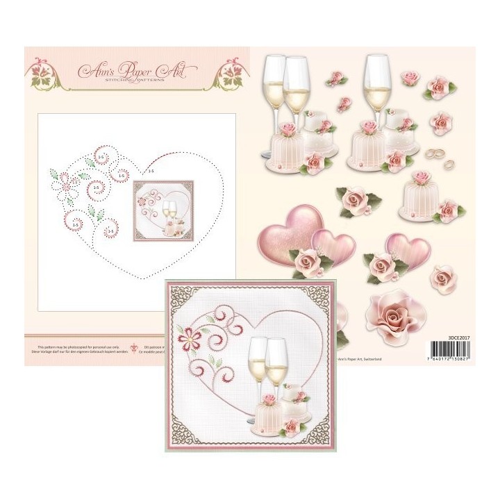 (3DCE2017)3D Card Embroidery Sheet 17 Heart