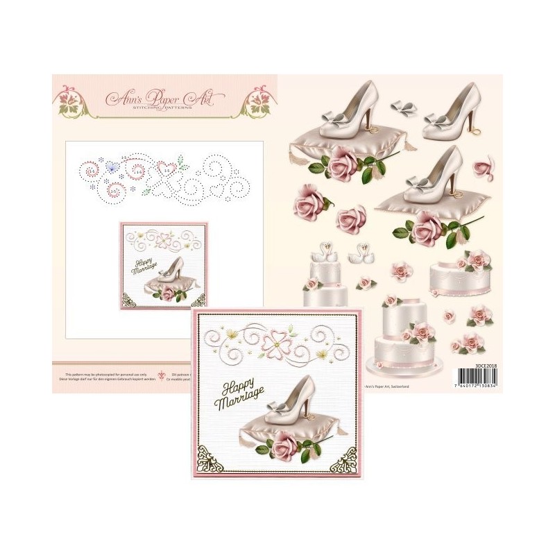 (3DCE2018)3D Card Embroidery Sheet 18 Wedding