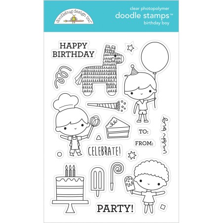 (6650)Doodlebug Design Birthday Boy Doodle Stamps