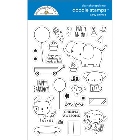 (6652)Doodlebug Design Party Animals - Boy Doodle Stamps