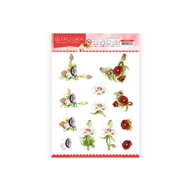 (SB10451)3D Push Out - Precious Marieke - Delicate Flowers - Poppy