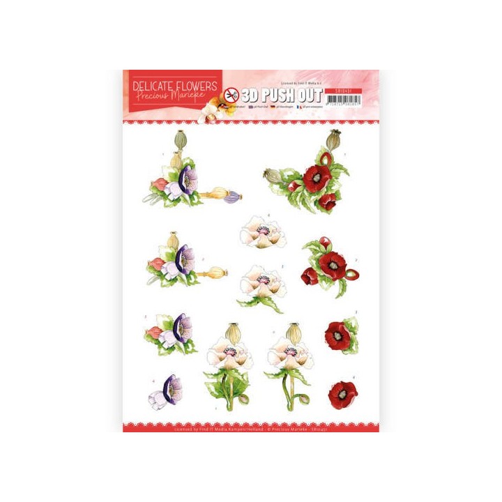 (SB10451)3D Push Out - Precious Marieke - Delicate Flowers - Poppy