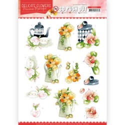(SB10452)3D Push Out - Precious Marieke - Delicate Flowers - Teapot