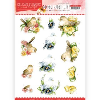 (SB10453)3D Push Out - Precious Marieke - Delicate Flowers - Birds