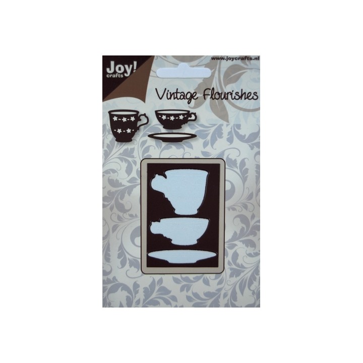(6003/0022)Pochoir Vintage Flourishes - Tasse + soucoupe