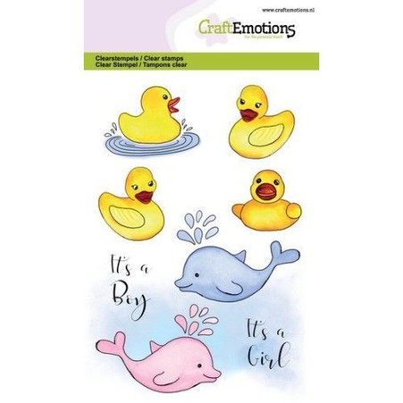 (1329)CraftEmotions clearstamps A6 - bath ducks - birth GB