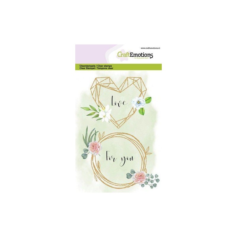 (1328)CraftEmotions clearstamps A6 - floral frame hart en ring GB